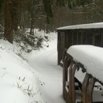 Manrider and shed in the snow