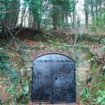 The mine door with black paint