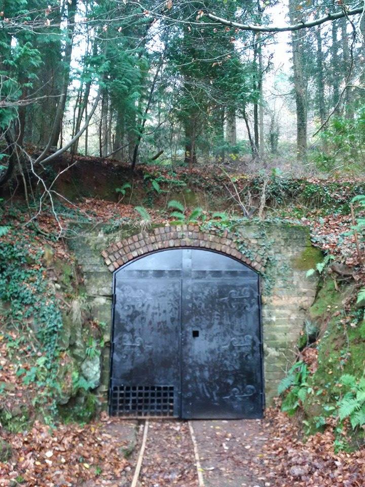 The mine door with black paint