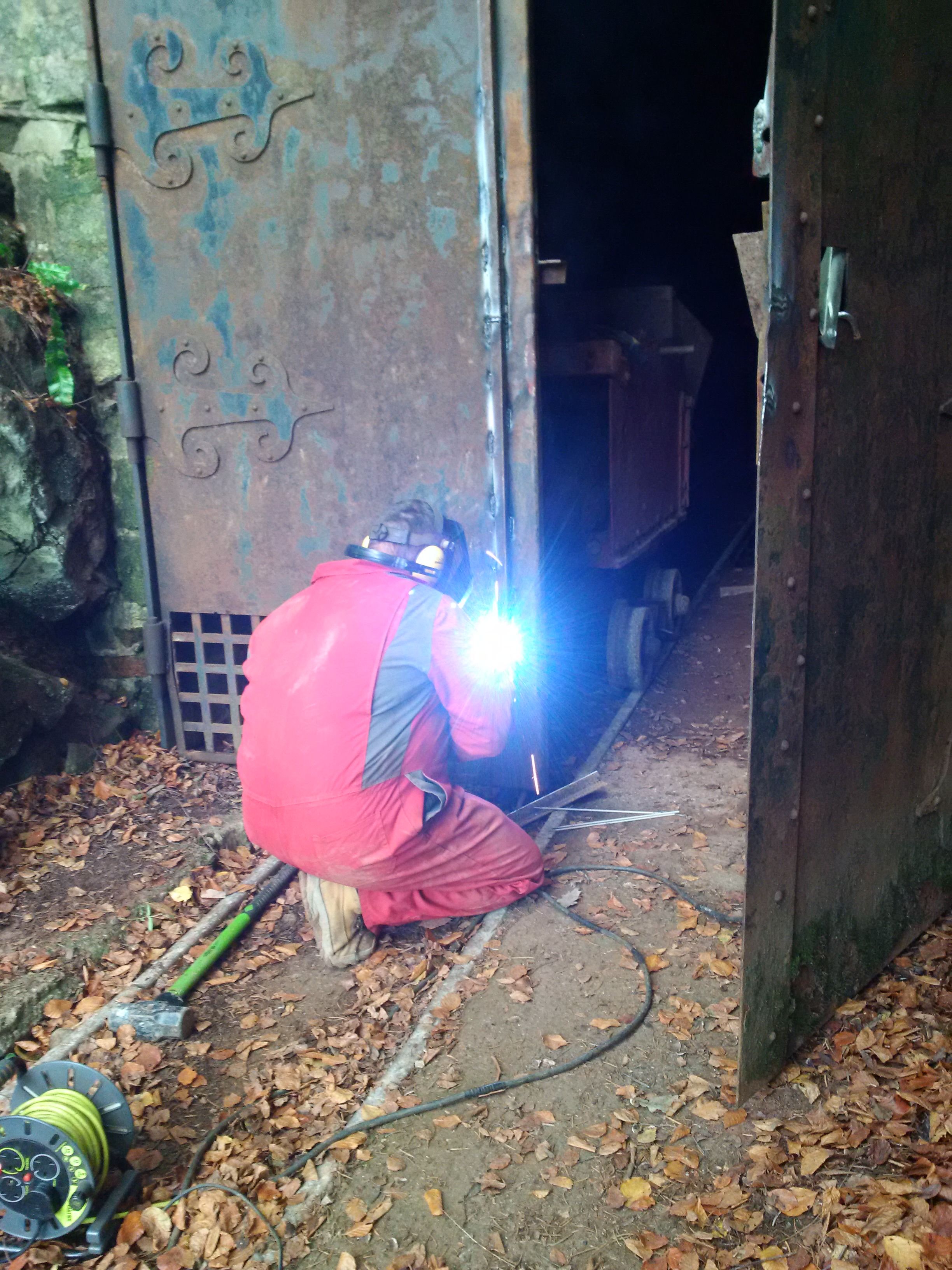 Welding some angle on the door