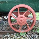 Close-up of wagon wheel