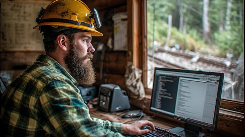 AI generated image of a miner working on a website